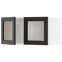 IKEA METOD(794.691.03) навесной шкаф/2 стеклянные двери, белый/лерхиттан черная морилка