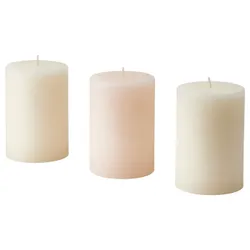 IKEA JÄMLIK(805.023.09) блочная ароматическая свеча, ванильный/светло-бежевый