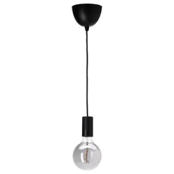 IKEA SUNNEBY / MOLNART(194.783.13) підвісний світильник, чорний/сфера сіре прозоре скло