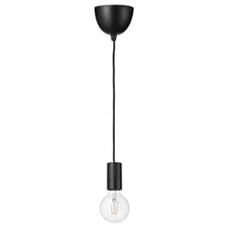 IKEA SUNNEBY / LUNNOM(794.911.99) подвесной светильник с лампочкой, черная сфера/прозрачная