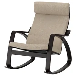IKEA POÄNG(494.291.75) крісло-гойдалка, чорно-коричневий / Хіларед бежевий