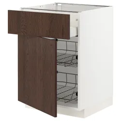 IKEA METOD / MAXIMERA(894.647.89) stj шафа / корзина др / ящик / двері, білий / Сінарп коричневий