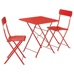 IKEA SUNDSÖ(495.730.21) Стол и 2 складных стульев, Внешний ярко -красный/ярко -красный