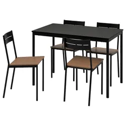 IKEA SANDSBERG / SANDSBERG(494.204.10) стол и 4 стула, черный / черный