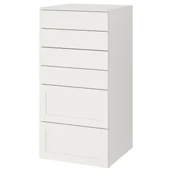 IKEA SMÅSTAD / PLATSA(793.883.95) комод, 6 ящиків, біла біла рамка