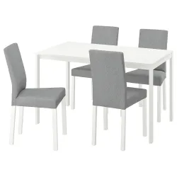 IKEA MELLTORP / KÄTTIL  Стол и 4 стула, белый / Knisa светло-серый (594.282.03)