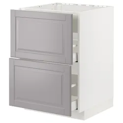 IKEA METOD / MAXIMERA(794.777.54) стоячий шкаф / вытяжка с ящиками, белый / Бодбин серый