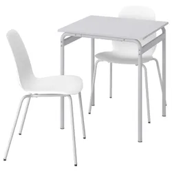 IKEA GRÅSALA / LIDÅS(794.972.76) стол и 2 стула, серый/белый белый