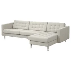 IKEA LANDSKRONA(494.353.41) 4-місний диван з шезлонгом, Гуннаред бежевий / метал