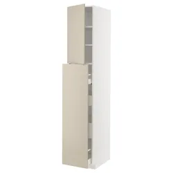IKEA METOD / MAXIMERA(794.681.27) высота верха от высоты 4 ряда / 1дв / 2чс, белый / Хавсторп бежевый