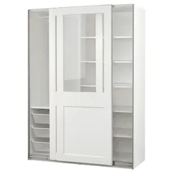 IKEA PAX / GRIMO(595.022.31) комбінований гардероб, білий/прозоре скло біле