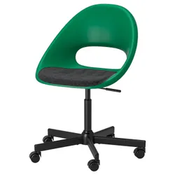 IKEA ELDBERGET / MALSKÄR(694.444.10) крісло поворотне + подушка, зелений чорний / темно-сірий