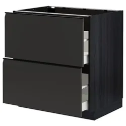 IKEA METOD / MAXIMERA(494.954.53) напольный шкаф с 2 фасадами/2 высокими ящиками, черный/Upplöv матовый антрацит