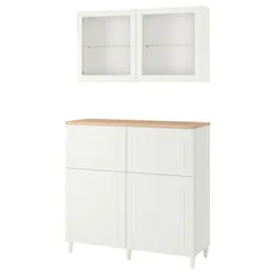 IKEA BESTÅ (294.128.02) комбинация полок с дверцами/ящиками, белый Смевикен/Оствик/Каббарп белый прозрачное стекло
