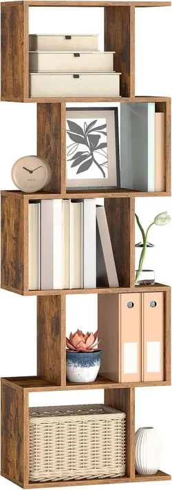 VASAGLE Книжный шкаф, отдельно стоящий, 5-ярусный, 24 x 40 x 159 см | Полка офисная, декоративная, современная, для презентаций,