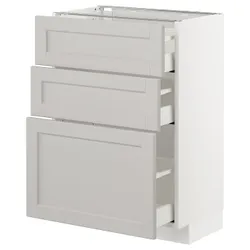 IKEA METOD / MAXIMERA (492.742.63) стоячий шкаф с 3 ящиками, белый / лерхиттан светло-серый