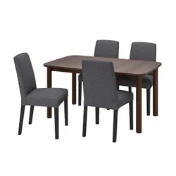 IKEA STRANDTORP / BERGMUND(794.410.53) стол и 4 стула, коричневый / Gunnared средне-серый