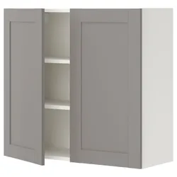 IKEA ENHET (093.209.31) підвісна шафа 2 полиці/двер, біло-сіра рамка