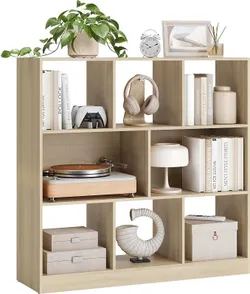 VASAGLE Книжный шкаф, с открытыми отделениями, 97,5 x 30 x 100 см | Полка-куб, полка напольная, как перегородка, для гостиной,
