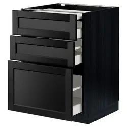 IKEA METOD / MAXIMERA(794.339.15) шкаф с выдвижной столешницей / 3 ящика, черный / Lerhyttan черная морилка