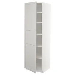 IKEA METOD(694.587.13) высокий шкаф/полки, белый / лерхиттан светло-серый