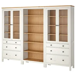 IKEA HEMNES(093.840.51) поєднання полиці з дверцятами/шухлядами, біла пляма / світло-коричневий