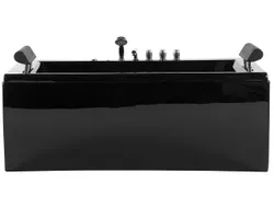 Угловая светодиодная ванна с гидромассажем 172 x 83 см, черная MONTEGO
