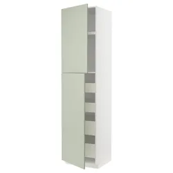 IKEA METOD / MAXIMERA(094.873.51) высокий шкаф с 2 дверцами/4 ящиками, белый/Стенсунд светло-зеленый