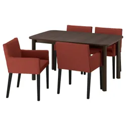 IKEA STRANDTORP / MÅRENÄS(695.693.01) стіл та 4 стільці, коричневий/Gunnared червоно-коричневий чорний