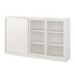 IKEA TONSTAD(895.717.70) комбинация с раздвижными дверями, Кремовое/бесцветное стекло