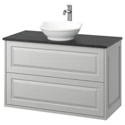 IKEA TÄNNFORSEN / VÄSTERSJÖN(795.683.39) Шафи для вимивання ящиками/миттям/акумулятором, світло -сірий/чорний імітаційний мармур