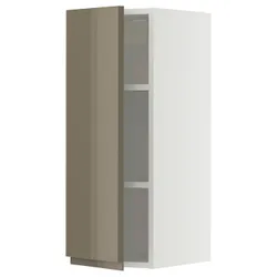 IKEA METOD(095.771.44) настінна шафа з полками, білий/Voxtorp Gloss Dark -brown