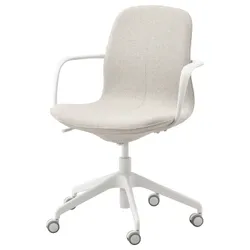 IKEA LÅNGFJÄLL(492.527.65) конференц-стул с подлокотником., Гуннаред бежевый/белый