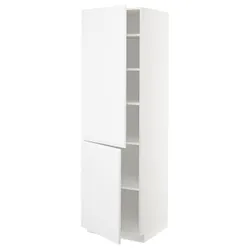 IKEA METOD(994.564.11) высокий шкаф с полками/2 дверцы, белый/Воксторп матовый белый