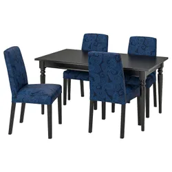 IKEA INGATORP / BERGMUND(494.289.58) стол и 4 стула, черный / Квиллсфорс темно-синий / синий