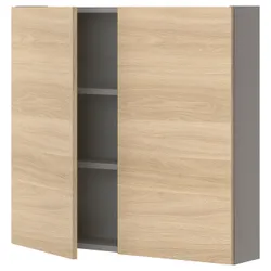 IKEA ENHET(093.236.80) подвесной шкаф 2 полки/дверь, серый/имитация дуб