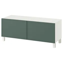 IKEA BESTÅ(895.973.60) Телевизионная скамья с дверями, Белый/Крукмакаре темно -серый