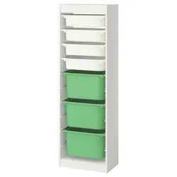 IKEA TROFAST(795.754.53) Полка с контейнерами, Белый белый/ярко -зеленый