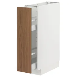IKEA METOD / MAXIMERA(495.198.64) напольный шкаф/выдвижное внутреннее оборудование, белый/Тисторп имитация коричневого ореха