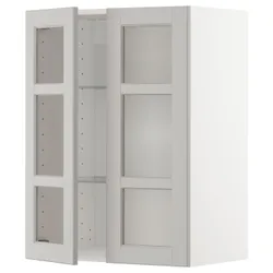 IKEA METOD(894.562.80) половина / 2 стеклянная дверь, белый / лерхиттан светло-серый