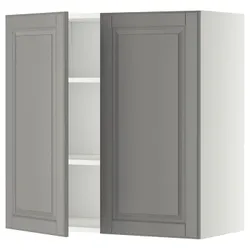 IKEA METOD(094.679.80) навесной шкаф с полками / 2 дверцы, белый / Бодбин серый