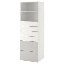 IKEA SMÅSTAD / PLATSA(093.880.73) стійка, білий сірий / з 6 ящиками