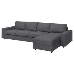 IKEA VIMLE(294.017.66) 4-местный диван с козеткой, с широкими подлокотниками / Gunnared средний серый