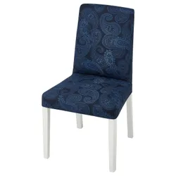 IKEA BERGMUND(394.289.73) стул, белый / Квиллсфорс темно-синий / голубой