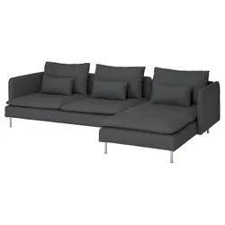 IKEA SÖDERHAMN(195.022.90) 4-місний диван з шезлонгом, Фрідтуна темно-сіра