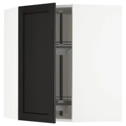 IKEA METOD(092.575.81) угловой навесной шкаф с каруселью, белый/лерхиттан черная морилка