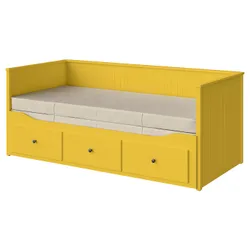 IKEA HEMNES(995.598.76) Кушетка с 3 ящиками, 2 матрасами., желтый/Ваннарейд жесткий