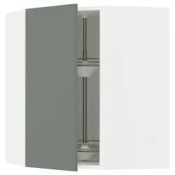 IKEA METOD(995.655.61) угловой навесной шкаф с каруселью, белый/Nickebo матовый серо-зеленый