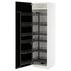 IKEA METOD(895.787.76) Високий шафа з висувною коморою, Biały/Bodbyn Black
