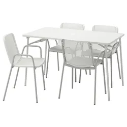 IKEA TORPARÖ(094.948.65) стол+4 кресла, уличная, белый/белый/серый